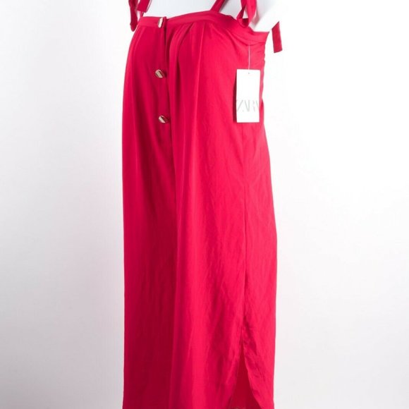 Zara Womens Flowy Jumpsuit M Red With Straps - Picture 4 of 7